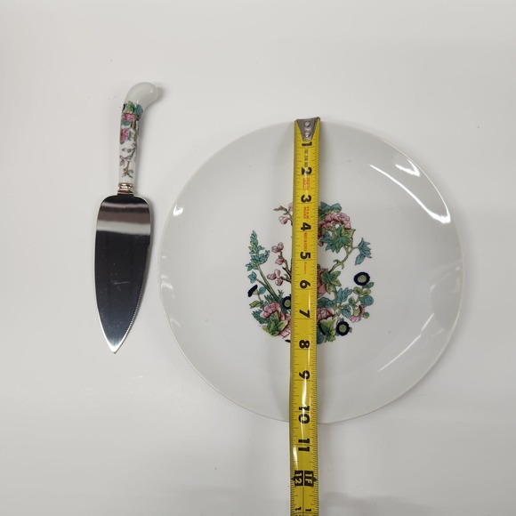 House of Prill Indian Tree Cake Server Set White Porcelain Vintage - Picture 8 of 8